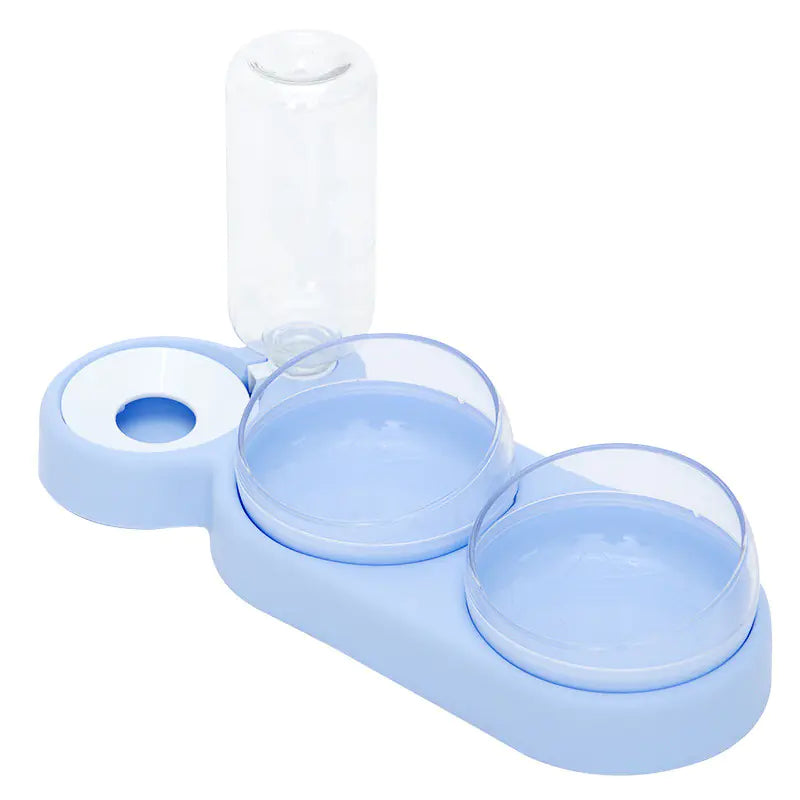 Pet Feeding Station with Gravity-Fed Water Fountain