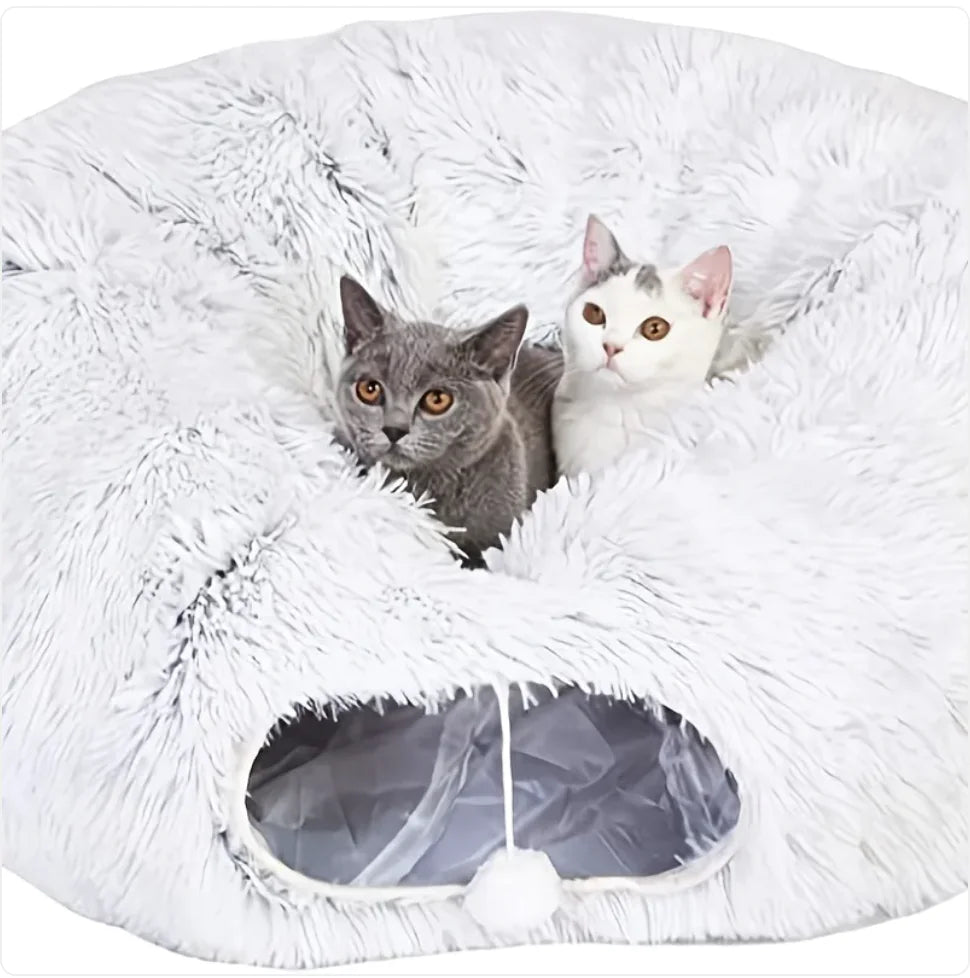 Cozy Plush Cat Tunnel and Nest - Foldable Cat Kennel