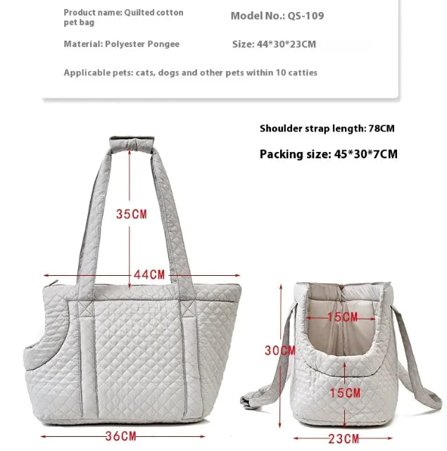 Quilted Korean-Style Pet Travel Bag