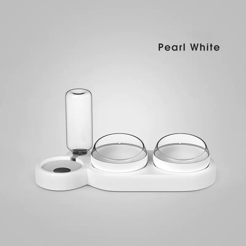 Pet Feeding Station with Gravity-Fed Water Fountain
