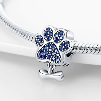 Elegant Silver Paw & Bone Charm