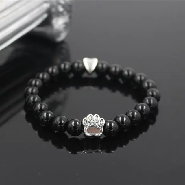 Stone Beads Dog Paw Bracelet