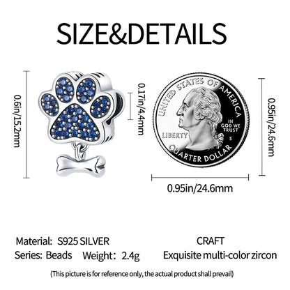 Elegant Silver Paw & Bone Charm