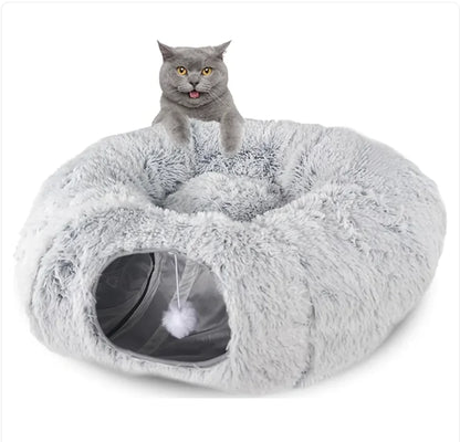 Cozy Plush Cat Tunnel and Nest - Foldable Cat Kennel