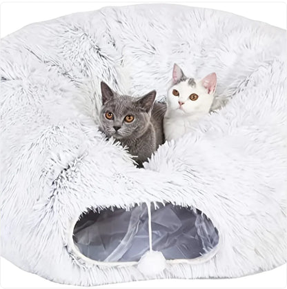 Cozy Plush Cat Tunnel and Nest - Foldable Cat Kennel