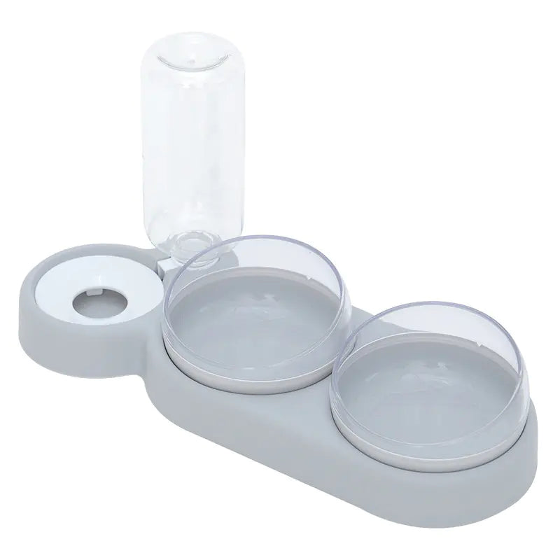 Pet Feeding Station with Gravity-Fed Water Fountain