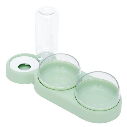 Pet Feeding Station with Gravity-Fed Water Fountain