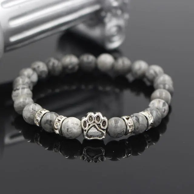 Stone Beads Dog Paw Bracelet