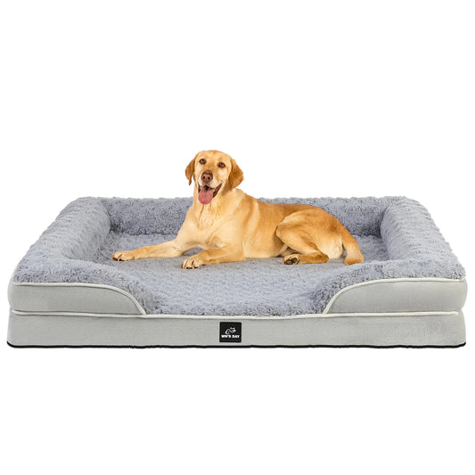 Orthopedic Sofa Bed with Washable Cover: Waterproof Couch for Large Dogs Grey