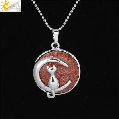 Moon Cat Pendant Necklace